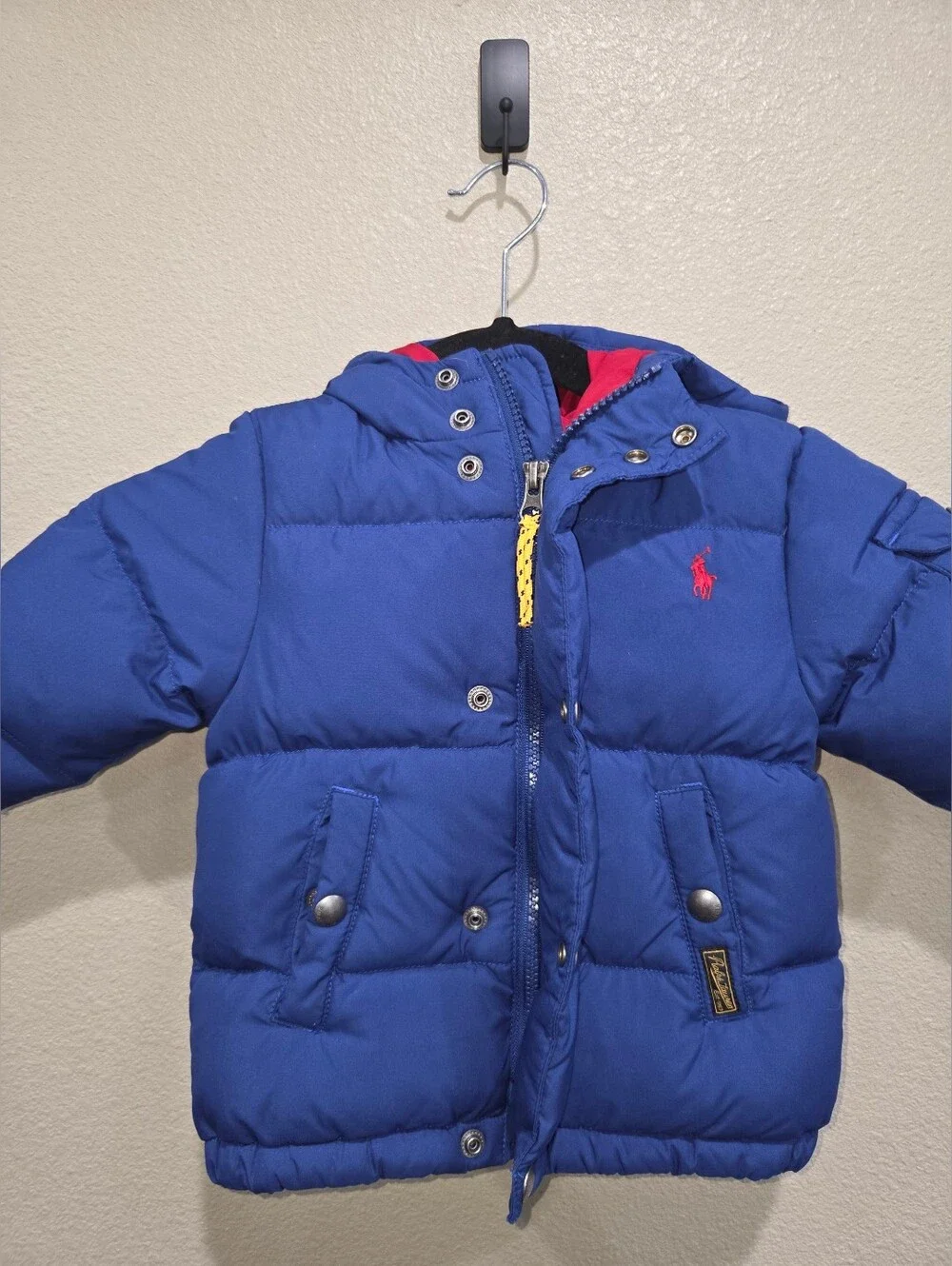 Ralph Lauren Toddler Blue Puffer Jacket with Hood, 18m